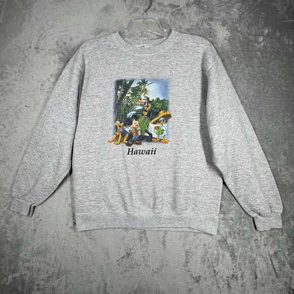 Disney Shirt Mens Large Gray Hawaii Mickey Goofy Donald Pluto Nostalgic Vintage - Picture 2 of 10